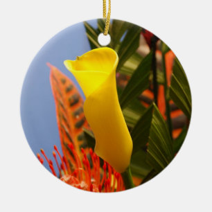 Adorno De Cerámica lirio de calla amarillo mini