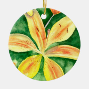 Adorno De Cerámica Lirios amarillos en el jardín