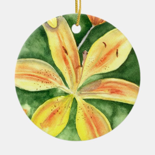 Adorno De Cerámica Lirios amarillos en el jardín (Frente)