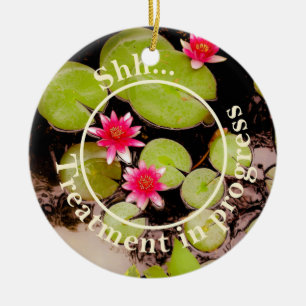 Adorno De Cerámica Lirios de agua y estanque de koi