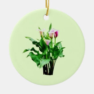 Adorno De Cerámica Lirios de Calla Rosados y Blancos
