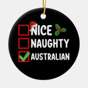 Adorno De Cerámica Lista de Navidad Australiana Traviesa Agradable Va