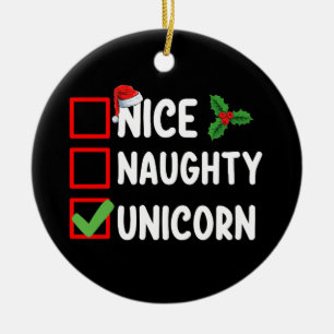 Adorno De Cerámica Lista de Navidad de Unicornio Bonito Travieso Feri