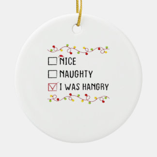 Adorno De Cerámica Lista divertida de Navidad Nice Naughty Estaba Ham