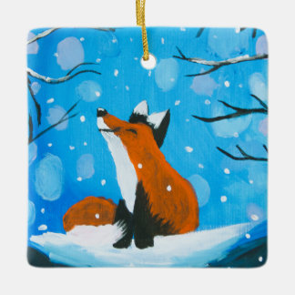 Adorno De Cerámica Little Fox ama la nieve