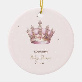 Adorno De Cerámica Little Princess Crown Pearls Dots Baby Shower