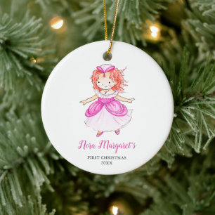 Adorno De Cerámica Little Redhead Princess Personalized Baby's 1st