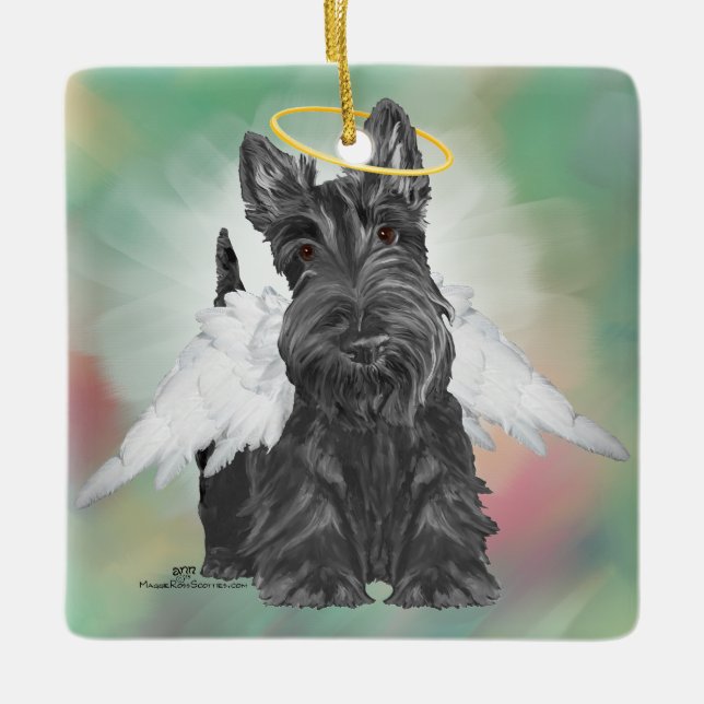 Adorno De Cerámica Little Scottie Angel (Anverso)