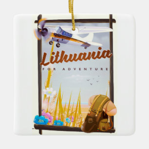 Adorno De Cerámica Lituania - Para un cartel de viaje de aventuras