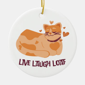 Adorno De Cerámica Live Laugh Loaf Cat Ornament