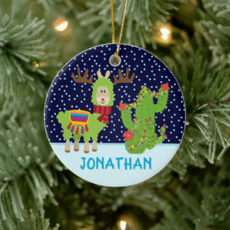 Adorno De Cerámica Llama a Navidades machos con nombre