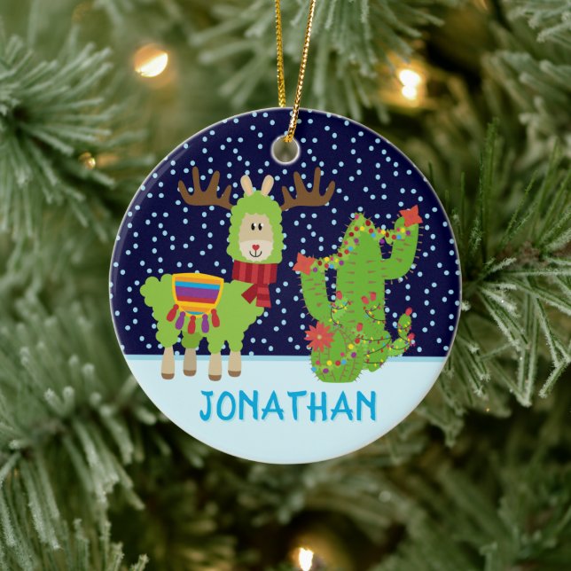 Adorno De Cerámica Llama a Navidades machos con nombre (Árbol)