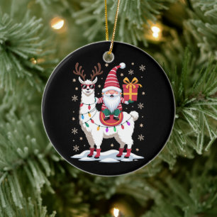 Adorno De Cerámica Llama Gnome Santa Luces Reno Xmas Navidad