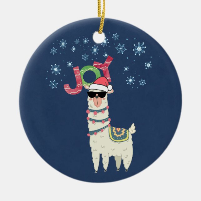 Adorno De Cerámica Llama Guay en Santa Hat con Navidades de copas de  (Frente)