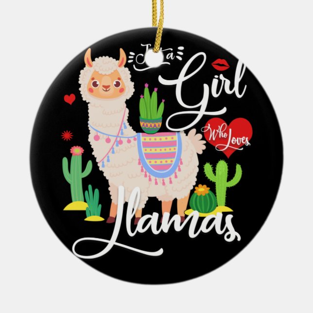 Adorno De Cerámica Llama solo un Chica que ama las llamas rosadas (Frente)