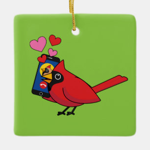 Adorno De Cerámica Llamadas de amor y apareamiento de pájaros cardena