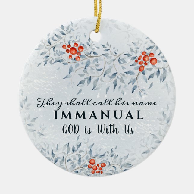 Adorno De Cerámica Llamarán a su nombre Immanuel, Navidades (Frente)
