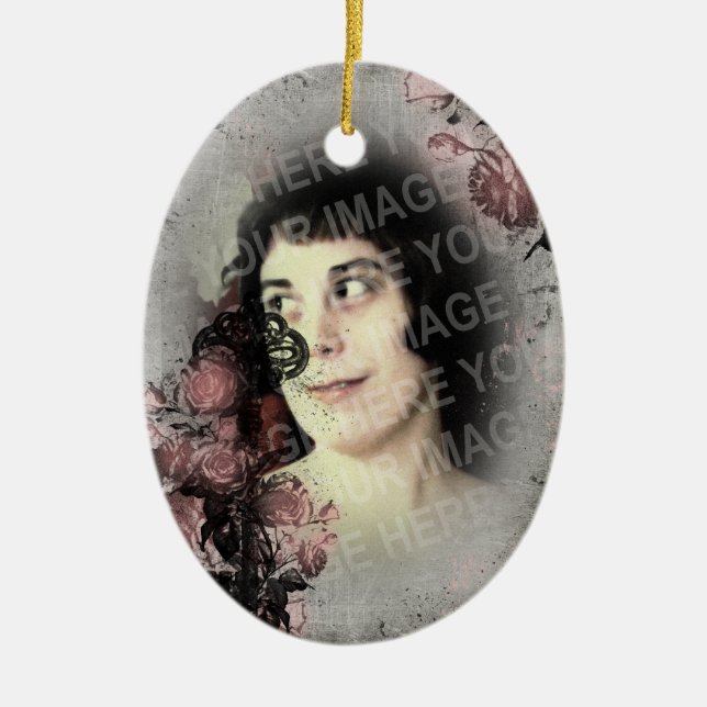 Adorno De Cerámica Llave Gótica Antigua Y Rosas (Frente)