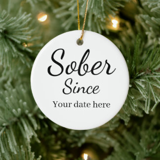 Adorno De Cerámica Llave personalizada “Sobrio desde” - Fecha de sobr