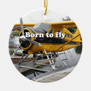 Adorno De Cerámica Llevado volar: Avión del flotador del castor