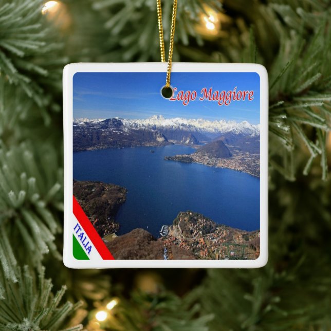 Adorno De Cerámica LMD077 LAKE MAGGIORE Aerial View, Italia, (Árbol)