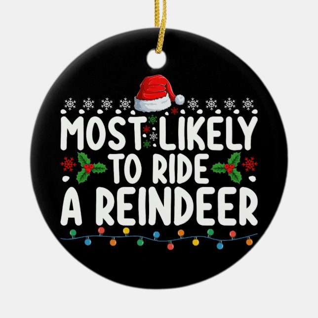 Adorno De Cerámica Lo Más Probable Es Ir En Cabalgata De Un Reindeer  (Frente)