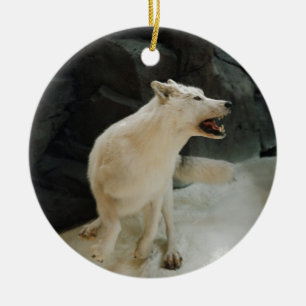 Adorno De Cerámica Lobo blanco