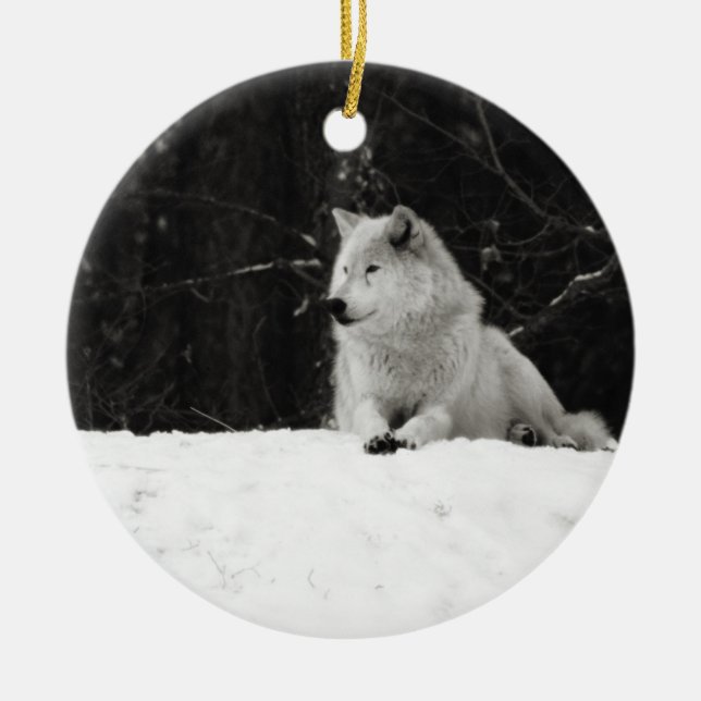 Adorno De Cerámica Lobo de nieve (Frente)