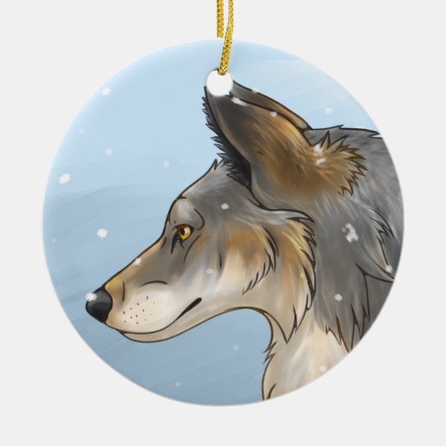 Adorno De Cerámica Lobo del Noroeste (Frente)