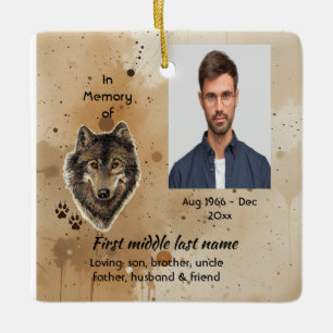 Adorno De Cerámica Lobo Lobos Animal Recuerdo Memorial Cristiano