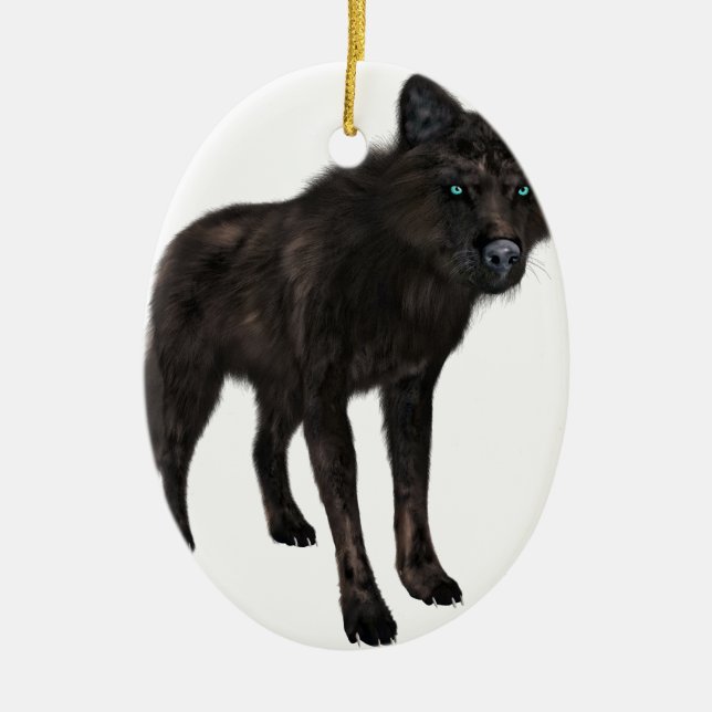 Adorno De Cerámica Lobo negro (Frente)