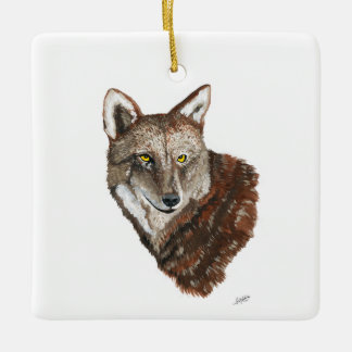 Adorno De Cerámica Lobo Rojo