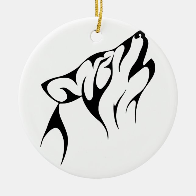 Adorno De Cerámica Lobo tribal (Frente)