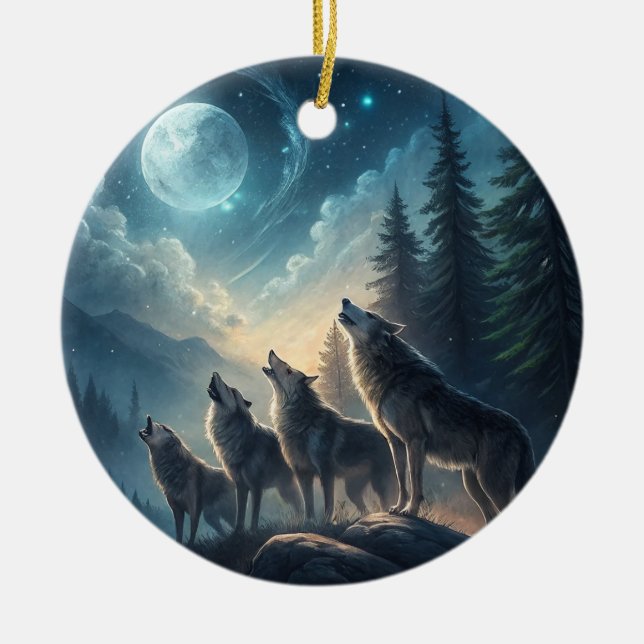 Adorno De Cerámica Lobos (Frente)