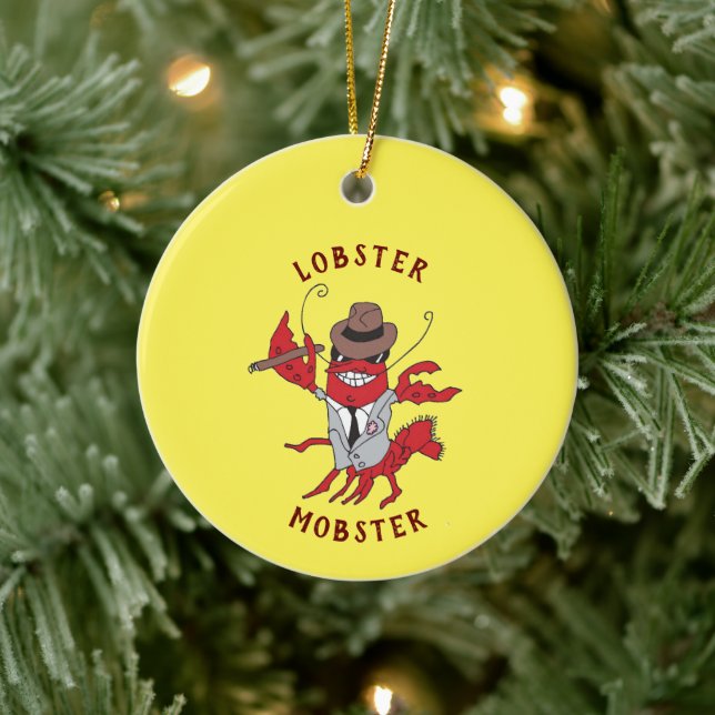 Adorno De Cerámica Lobster Mobster 🦞 Funny Personalizado Gangster (Árbol)