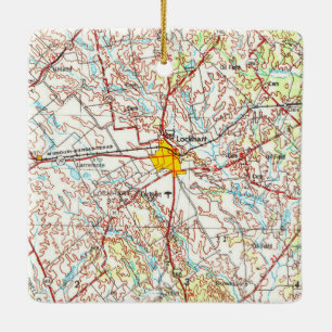 Adorno De Cerámica Lockhart TX Topo Map
