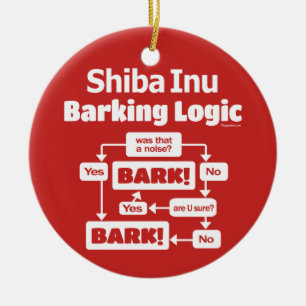 Adorno De Cerámica Lógica de Barking Inu de Shiba