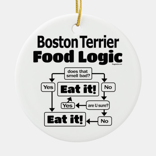 Adorno De Cerámica Lógica de comida de Boston Terrier (Frente)