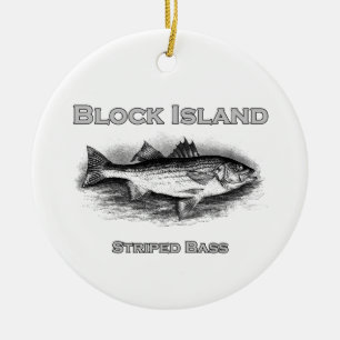 Adorno De Cerámica Logo de Bass rayado vintage de Block Island