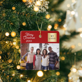 Adorno De Cerámica Logo de fotos corporativas Navidades rojo moderno