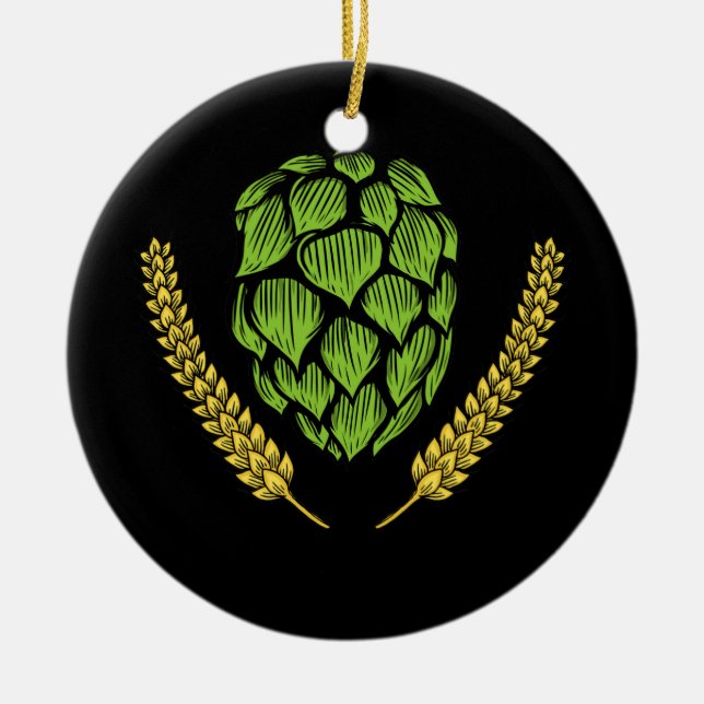Adorno De Cerámica Logo de IPA Craft Beer Hops (Frente)