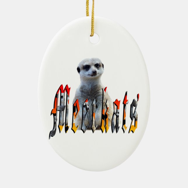 Adorno De Cerámica Logo De Meerkat Y Meerkats, (Atrás)