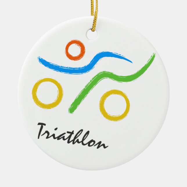 Adorno De Cerámica Logo de Triathlon (Frente)