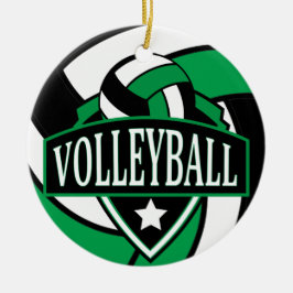 Adorno De Cerámica Logo de voleibol verde y negro 🏐