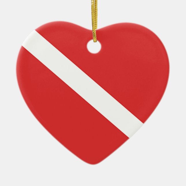 Adorno De Cerámica Logo del buceo Scuba - Bandera blanca roja del buz (Frente)