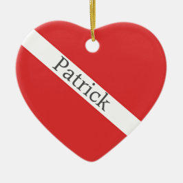 Adorno De Cerámica Logo del buceo Scuba - Bandera del corazón rojo de