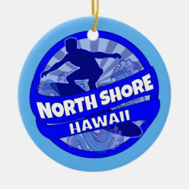 Adorno De Cerámica Logo del surfista azul de la costa norte de Hawaii