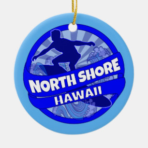 Adorno De Cerámica Logo del surfista azul de la costa norte de Hawaii