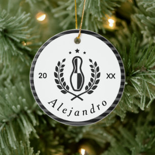 Adorno De Cerámica Logotipo de boliche y nombre personalizado Año dep