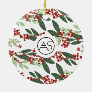 Adorno De Cerámica Logotipo de foto de Navidad botánica feliz negocio